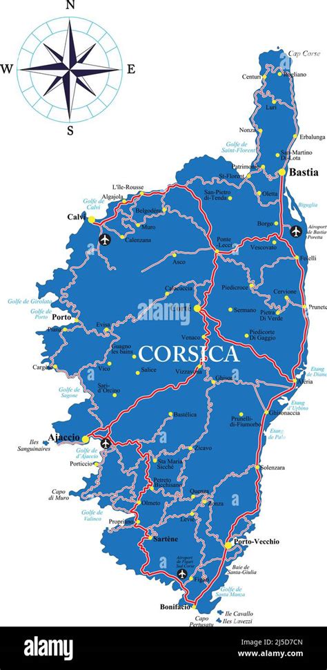 Corse / Corsica (France): Departments, Major Cities.